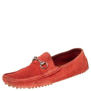 Gucci Red Suede Horsebit Loafers Size 42