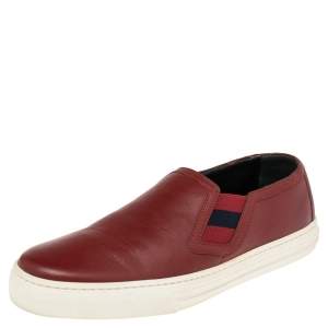 Gucci Red Leather Slip On Sneakers Size 38