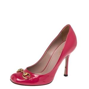 Pre Owned Gucci Pink Patent Leather Horsebit Pumps Size 36.5