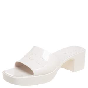 Gucci White Rubber Platform Slide Sandals Size 39