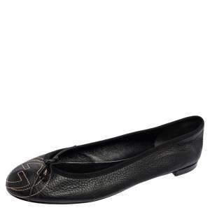 Gucci Black Leather Bow Ballet Flats Size 41