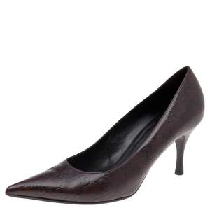 Gucci Dark Brown Guccissima Leather Pointed Toe Pumps Size 39