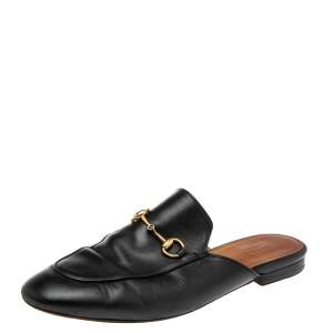 مملوكة مسبقًا Gucci Black Leather Princetown Sandals Size 40.5