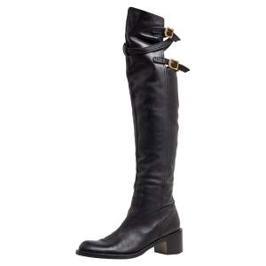 Gucci Black Leather  Knee Length Boots Size 40 