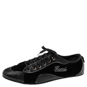 مملوكة مسبقًا Gucci Black Suede and Leather Low-Top Sneakers Size 38