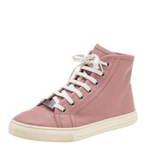 Gucci Old Rose Leather High Top Sneakers Size 35