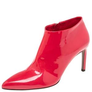 Pre Owned Gucci Pink Patent Leather Noah Ankle Booties Size 38