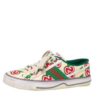 Gucci Multicolor Canvas Tennis 1977 GG Apple Print Low Top Sneakers Size 38.5