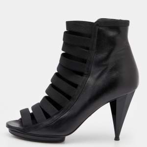 Gucci Black Elastic And Leather Isadora Gladiator Booties Size 37