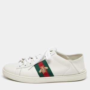 Gucci White Leather Web Ace Lace Up  Sneakers Size 39