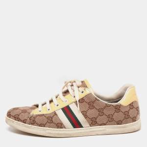 Gucci Tricolor Guccissima Canvas And Patent  Web Detail Sneakers Size 38 