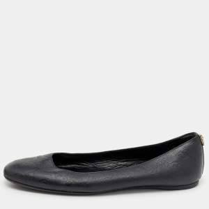مملوكة مسبقًا Gucci Black Guccissima Leather Ballet Flats Size 40.5