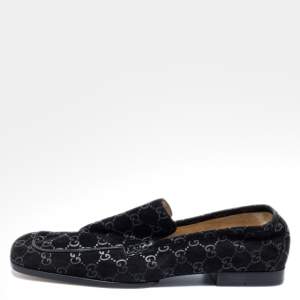 مملوكة مسبقًا Gucci Black GG Suede Slip On Loafers Size 39.5