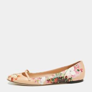 Pre Owned Gucci Multicolor Floral Print Leather Blooms Ballet Flats Size Size 40
