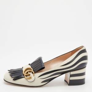 مملوكة مسبقًا Gucci White/Black Leather GG Marmont Pumps Size 40