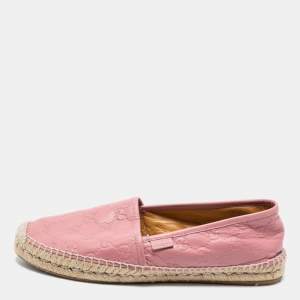Pre Owned Gucci Pink Guccissima Leather Espadrille Flats Size 41