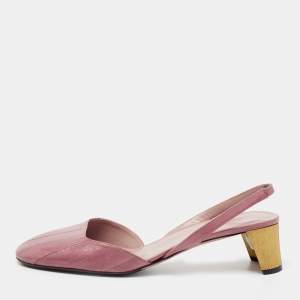 Gucci Pink Eel Leather Slingback Sandals Size 40.5
