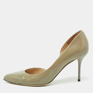 Pre Owned Gucci Olive Green Patent Leather D'orsay Pumps Size 40