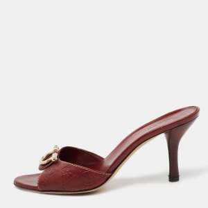 Gucci Dark Red Guccissima Leather Slide Sandals Size 36