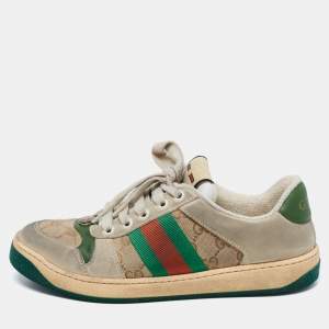 Gucci Multicolor GG Canvas And Leather Screener Sneakers Size 37