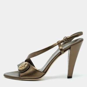 Gucci Metallic Green Hysteria Slingback Sandals Size 39