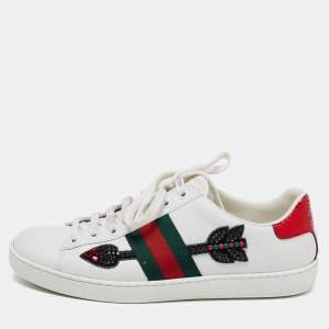 Gucci White Leather Ace Low Top Sneakers Size 36.5