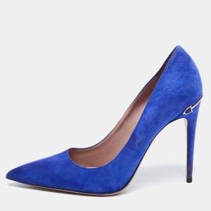 Pre Owned Gucci Blue Suede Pointed Toe Pumps Size 40