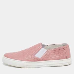 Gucci Pink Micro Guccissima Leather Slip-On Sneakers Size 37.5