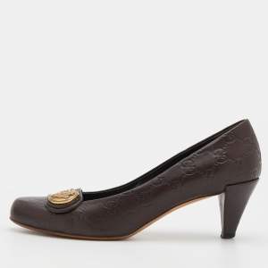 Pre Owned Gucci Brown Guccissima Leather Hysteria Pumps Size 38