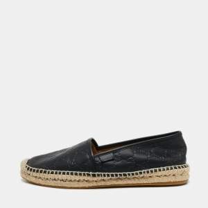 مملوكة مسبقًا Gucci Black Guccissima Leather Flat Espadrilles Size 40