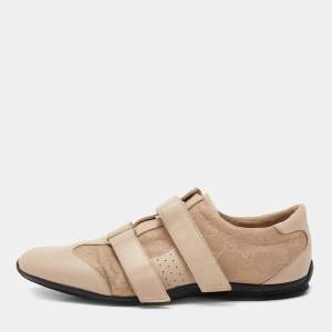 Gucci Beige GG Fabric And Leather Velcro Sneakers Size 41