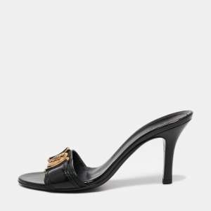 Gucci Black Patent Leather Hysteria  Sandals Size 36.5