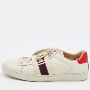 Gucci White/Red Leather Elastic Band Ace Low Top Sneakers Size 37
