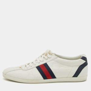 مملوكة مسبقًا Gucci White Guccissima Leather Lace Up Sneakers Size 40