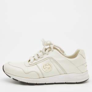 Gucci White Leather Interlocking G Sneakers Size 36.5
