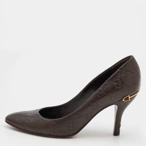 Pre Owned Gucci Brown Guccissima Leather Pumps Size 36.5