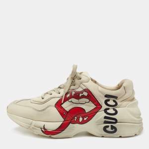 Gucci Cream Leather Rhyton Rock'n'Roll Lace Up Sneakers Size 39