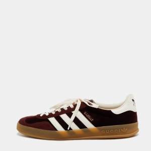 Adidas x Gucci  Burgundy Velvet And Suede Gazelle Sneakers Size 44