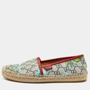 Pre Owned GUCCI Multicolor GG Coated Canvas Blooms Espadrille Flats Size 37 