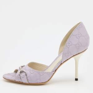 Pre Owned Gucci Lilac Guccissima Leather Horsebit D'orsay Pumps Size 36