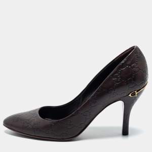 Pre Owned Gucci Brown Guccissima Leather Pumps Size 39