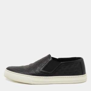 Gucci Black Microguccissima Leather Slip On Sneakers Size 36.5