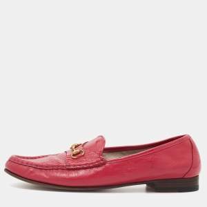 Pre Owned Gucci Pink Patent Leather Horsebit Slip On Loafers Size 42