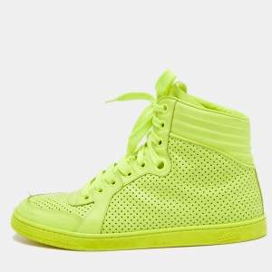 Gucci Neon Green Leather High Top Sneakers Size 37