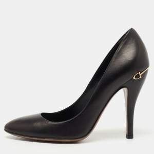 Gucci Black Leather Horsebit Pumps Size 39