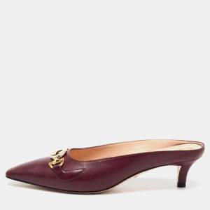 Gucci Burgundy Leather Zumi Mules Size 37