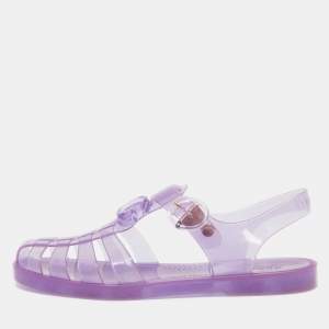 Gucci Purple Jelly Logo Embossed Flat Sandals Size 38