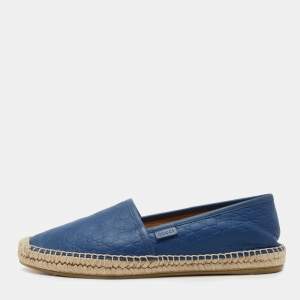 Pre Owned Gucci Blue Leather Guccissima Espadrilles Flats Size 39