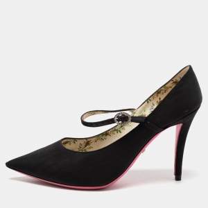 Gucci Black Fabric Virginia Mary Jane Pumps Size 36.5