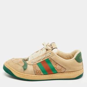 Gucci  Multicolor Nubuck Leather and Canvas Screener Sneakers Size 39